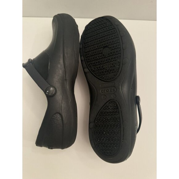 Crocs Women’s Mercy Work Clogs | Slip Resistant Work Shoes Women’s 10 Black - Picture 3 of 4